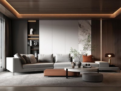 现代家居客厅3D模型下载